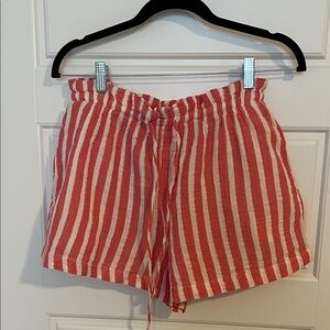 Universal Thread Striped High Waist Shorts - Red and White